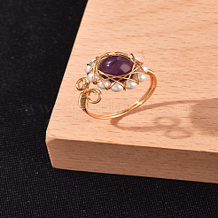 Natural Amethyst Finger Ring for Girl Women&nbsp;X1-RJEW-TA00012-5