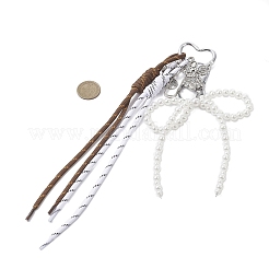 Alloy Angel & Polyester Ropes & ABS Plastic Imitation Pearl Bowknot Pendant Decorations&nbsp;HJEW-JM04396