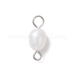Natural Cultured Freshwater Pearl Rice Connector Charms&nbsp;PALLOY-JF04186-01