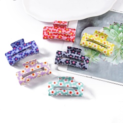12Pcs 6 Colors Flower Pattern PVC Plastic Claw Hair Clips&nbsp;OHAR-CC0001-01