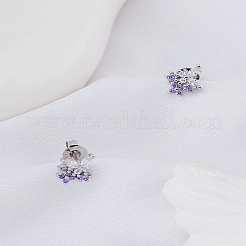 1 Pair Brass Micro Pave Cubic Zirconia Stud Earrings&nbsp;EJEW-LP0004-67P