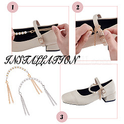 2 Sets 2 Colors Round ABS Plastic Imitation Pearl Anti-Loose High Heel Shoelaces&nbsp;AJEW-HY0001-95