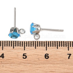 304 Stainless Steel Micro Pave Cubic Zirconia Stud Earring Findings&nbsp;STAS-H240-56P-10
