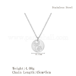 304 Stainless Steel Yin-yang Cat Paw Print Pendant Necklaces for Women's Daily Wear&nbsp;CT7877