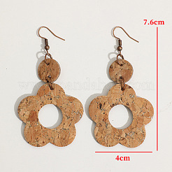 Wood & Zinc Alloy Dangle Earrings&nbsp;WG01F54-01