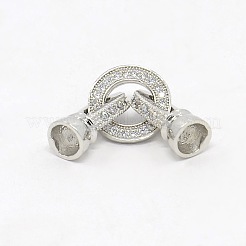 Brass Micro Pave Cubic Zirconia Fold Over Clasps&nbsp;X-ZIRC-P003-27P