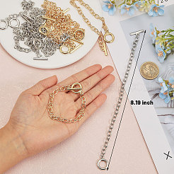 40Pcs 2 Colors Alloy Cable Chain Bracelets Set with Toggle Clasps&nbsp;BJEW-GL0001-10