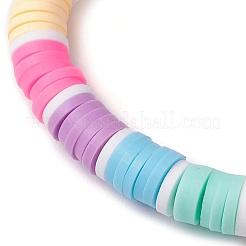 Rainbow Color Disc Handmade Polymer Clay Beaded Stretch Kid Bracelets for Girls&nbsp;BJEW-JB10351-01
