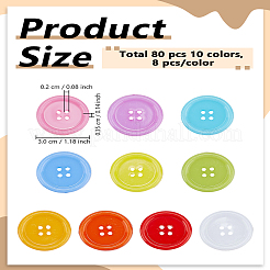 80Pcs 10 Colors Plastic Buttons&nbsp;BUTT-LP0001-54