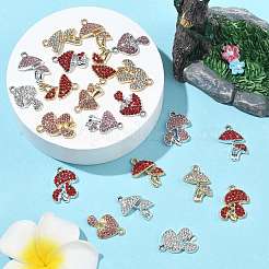 24Pcs 6 Colors Rack Plating Alloy Rhinestone Pendants&nbsp;FIND-FS0004-99