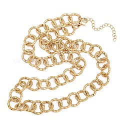 12MM 304 Stainless Steel Textured Ring Link Chain Necklaces for Women&nbsp;NJEW-Z115-11G
