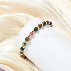 Natural Multicolor Tourmaline & Synthetic Non-magnetic Hematite Beaded Stretch Bracelets for Women&nbsp;BJEW-JB13941
