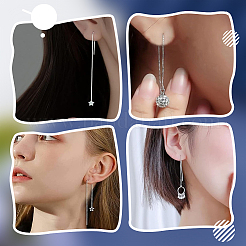 3 Pairs 925 Sterling Silver Stud Earring Findings&nbsp;STER-BBC0006-72