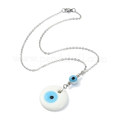 Lampwork Evil Eye Pendant Necklace&nbsp;NJEW-JN04614-02
