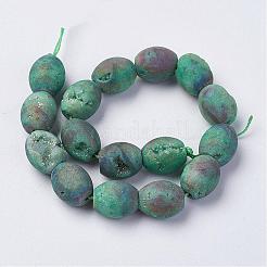 Electroplated Natural Druzy Geode Agate Bead Strands&nbsp;G-P251-F01
