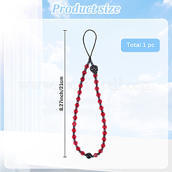 Glass Beads Skull Mobile Straps&nbsp;HJEW-WH20021-09B