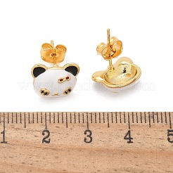 Brass Enamel Stud Earrings for Women&nbsp;LS-EJEW-U049-02A-G