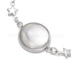 Tarnish Resistant 3Pcs 3 Styles Stainless Steel Bracelet Star & Oval & Cross Link Bracelet Making with Tray&nbsp;BJEW-JB10532