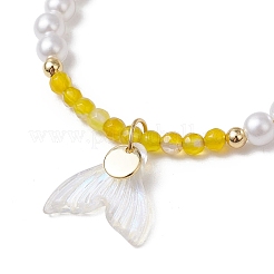 Natural Agate & ABS Plastic Imitation Pearl Braided Beaded Bracelets&nbsp;BJEW-JB11667