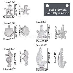 20Pcs 5 Style 201 & 304 Stainless Steel Charms&nbsp;STAS-UN0029-47