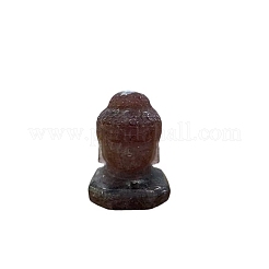 Natural Strawberry Quartz Healing Buddha Head Figurines&nbsp;PW-WG58851-02