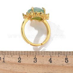 Sunflower Natural Green Aventurine Finger Rings&nbsp;RJEW-B113-03G-03