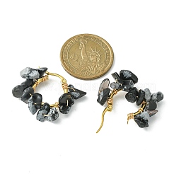 Natural Snowflake Obsidian Chips Braided Hoop Earrings&nbsp;EJEW-JE04940-11