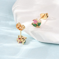Brass Micro Pave Cubic Zirconia Stud Earrings for Women&nbsp;KK-CBACC01-05G
