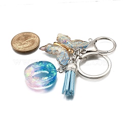 26Pcs Transparent Epoxy Resin & Transparent Acrylic & Faux Suede Tassel Keychain&nbsp;KEYC-JKC01202-15
