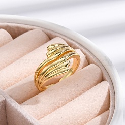 Rack Plating Brass Cuff Finger Rings for Women&nbsp;RJEW-M028-02G