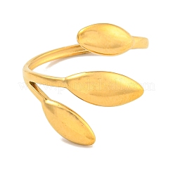 Ion Plating(IP) Leaf 304 Stainless Steel Open Cuff Finger Rings for Women&nbsp;RJEW-P114-09G