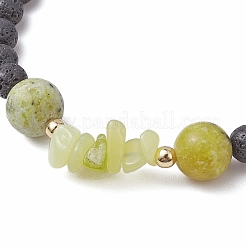 Natural Lemon Jade with Natural Lava Rock Beaded Stretch Bracelets for Women&nbsp;BJEW-JB11130-06