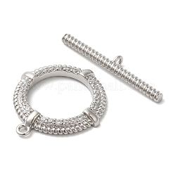 Brass Micro Pave Clear Cubic Zirconia Toggle Clasps&nbsp;KK-N254-79P