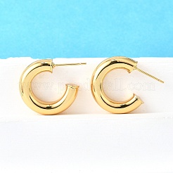 Brass Chunky C-shape Stud Earrings&nbsp;X-EJEW-G297-03C-G
