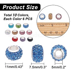60pcs 10 colors 304 Stainless Steel European Beads&nbsp;FIND-DC0001-26