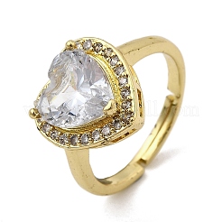 Brass Micro Pave Cubic Zirconia Adjustable Finger Rings for Women&nbsp;RJEW-L130-003G