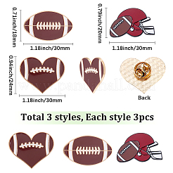 9Pcs 3 Styles Rugby Sports Enamel Pins&nbsp;JEWB-SC0001-99