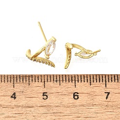 Horse Eye Brass Micro Pave Clear Cubic Zirconia Stud Earrings&nbsp;EJEW-R018-04G