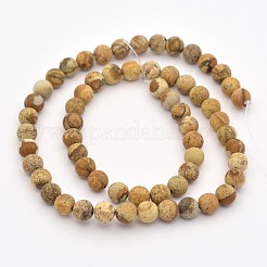 Natural Picture Jasper Beads Strands&nbsp;X-G-D659-6mm