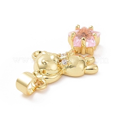 Brass Micro Pave Cubic Zirconia Pendants&nbsp;KK-E074-03G-02