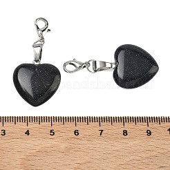 Heart Synthetic Blue Goldstone Pendant Decorations&nbsp;HJEW-PH01132-18