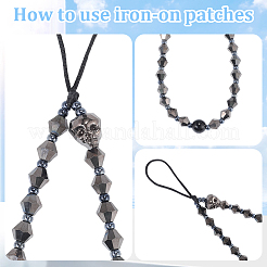 Glass Beads Skull Mobile Straps&nbsp;HJEW-WH20021-09A