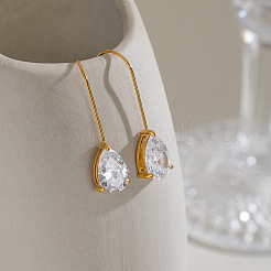 304 Stainless Steel Cubic Zirconia Dangle Earrings for Women&nbsp;QI4197-2