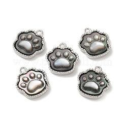 Natural Black Lip Shell Paw print Charms&nbsp;BSHE-Z003-10B-P