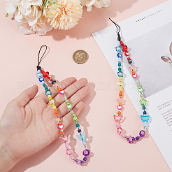 2Pcs Resin Beaded Mobile Phone Lanyard Wrist Strap&nbsp;HJEW-GF0001-47B