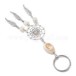 4Pcs Tibetan Style Alloy with Natural Shell & Synthetic Turquoise Keychains&nbsp;KEYC-JKC01179