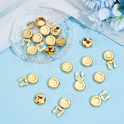 20Pcs Flat Round Brass Button Covers Settings&nbsp;BUTT-ME0001-48E