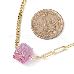Electroplated Natural Quartz Hexagon Prism Pendant Necklaces&nbsp;NJEW-JN04996