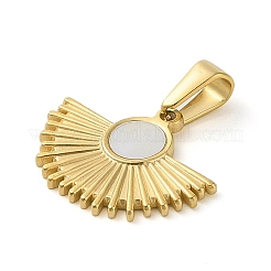 Resin Imitation White Shell Fan Pendants&nbsp;STAS-R229-12G