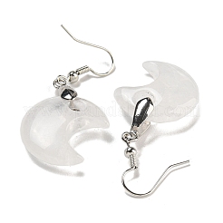 Rack Plating Moon Brass Dangle Earrings for Women&nbsp;EJEW-B064-02P-01